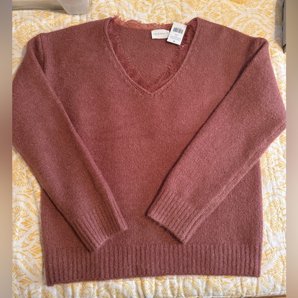 Mia and Tess Pink Sweater
